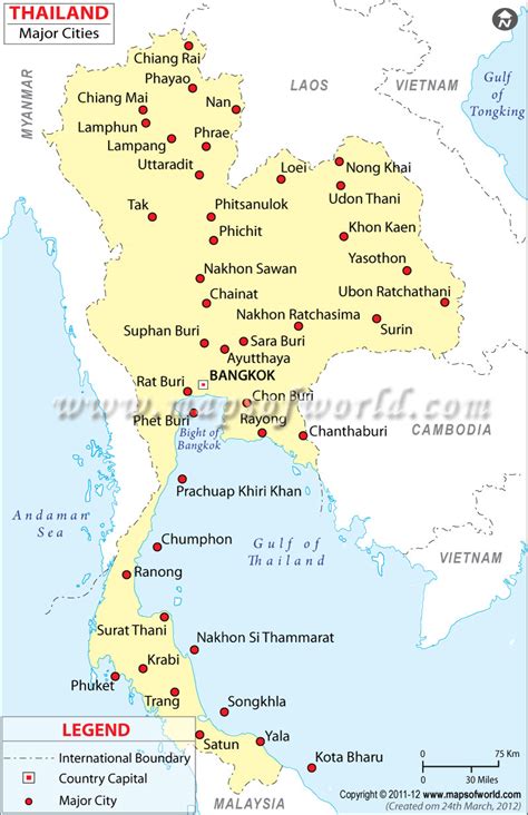 main cities of thailand.